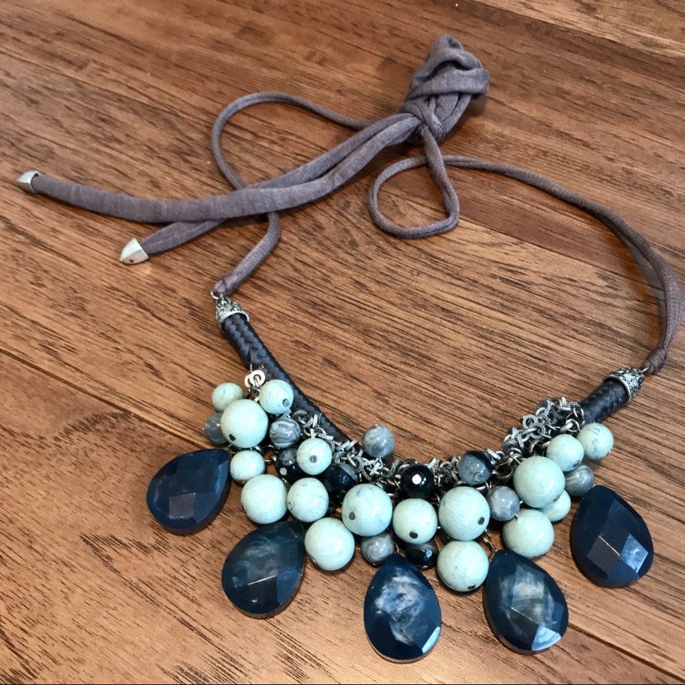 Anthropologie jewel + bead statement necklace